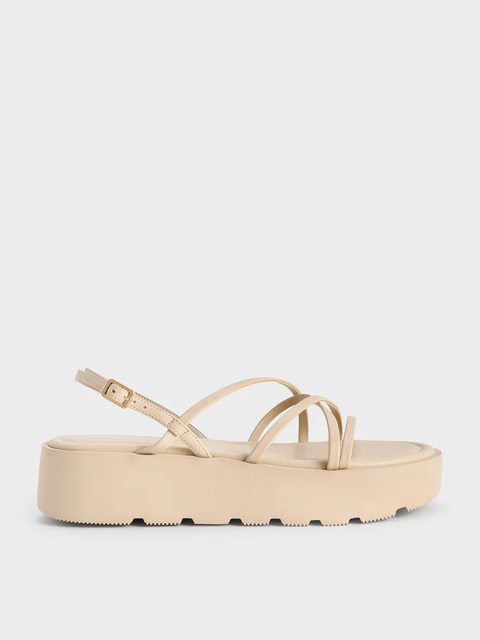 Charles & Keith - Strappy Ridged-Sole Flatform Sandals