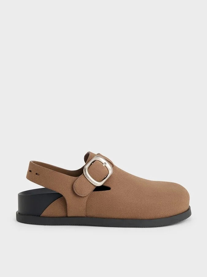 Charles & Keith - Suede Buckled Slingback Mules