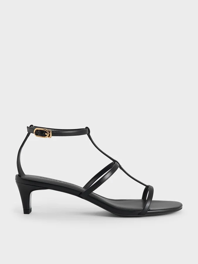 Charles & Keith - T-Bar Kitten-Heel Ankle-Strap Sandals
