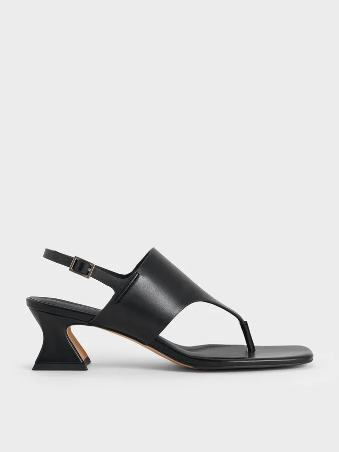 Charles & Keith - Wide-Strap Heeled Thong Sandals