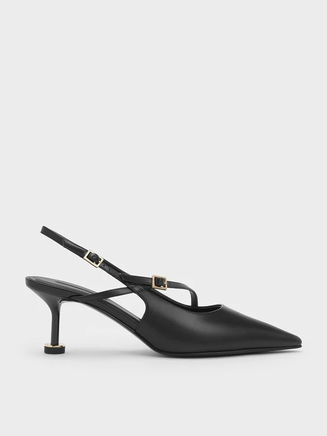 Charles & Keith - Wynn Buckled Sculptural-Heel Slingback Pumps