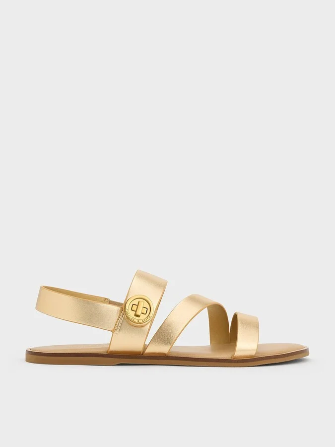 Charles & Keith - Yara Metallic Turn Lock Strappy Sandals