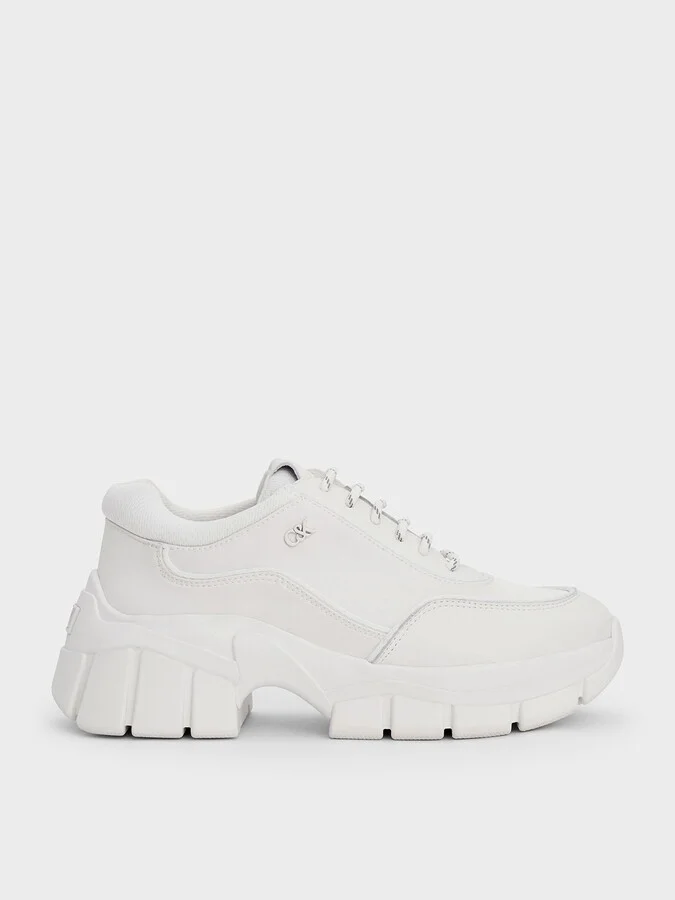 Charles & Keith - Yunna Leather & Recycled Fabric Chunky Sneakers