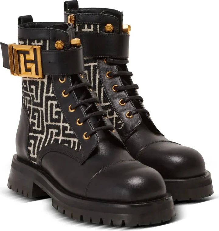 Charlie monogram-jacquard leather boots - Image 2