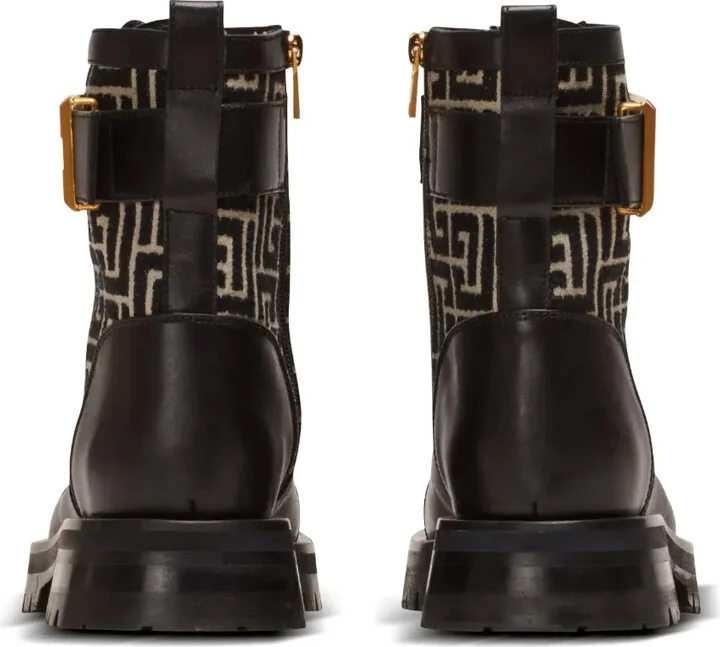 Charlie monogram-jacquard leather boots - Image 3