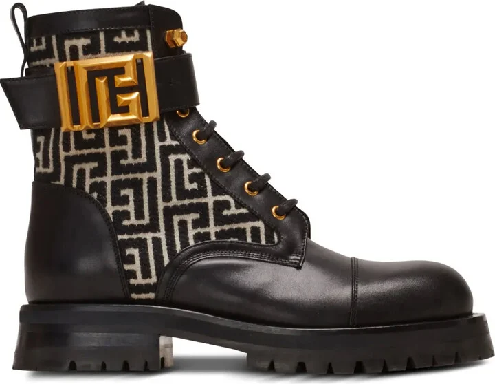 Charlie monogram-jacquard leather boots