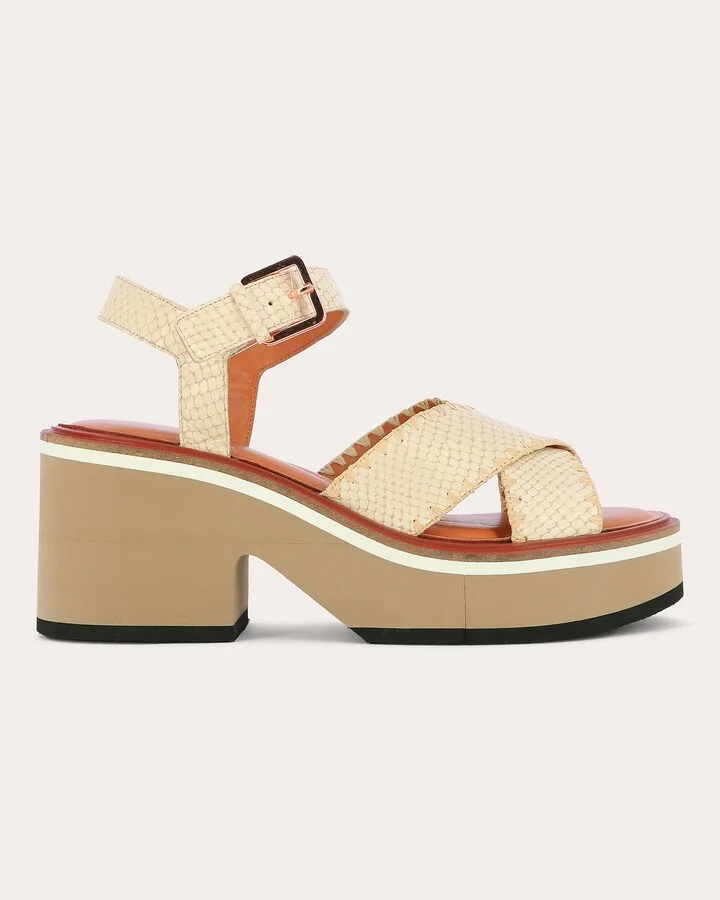 Charline Embossed-Leather Platform Sandal