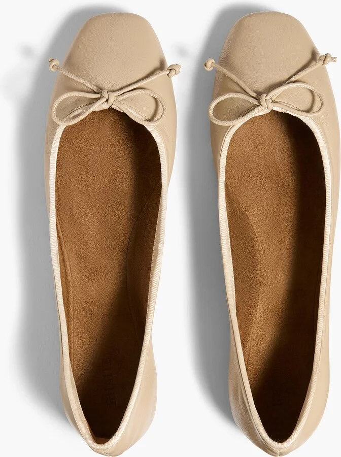 Charlotte Ballerina Flat in Beige Leather - Image 3