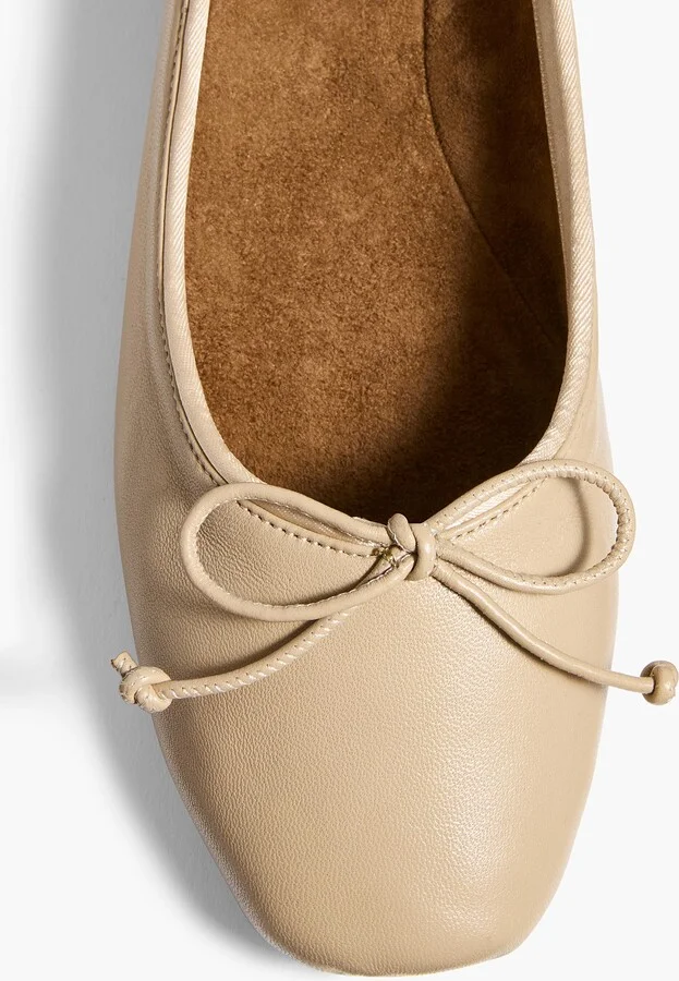 Charlotte Ballerina Flat in Beige Leather - Image 4