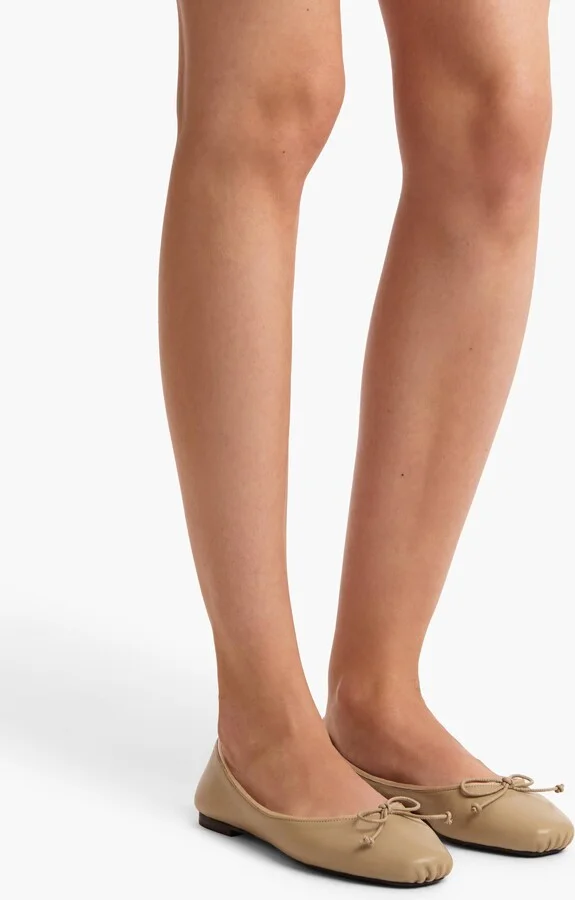 Charlotte Ballerina Flat in Beige Leather - Image 5