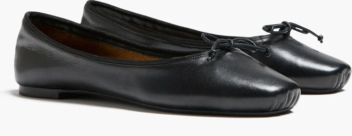 Charlotte Ballerina Flat in Black Leather - Image 2