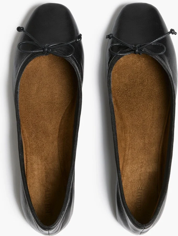 Charlotte Ballerina Flat in Black Leather - Image 3