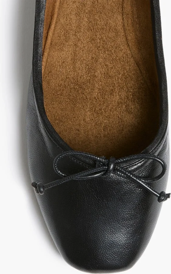 Charlotte Ballerina Flat in Black Leather - Image 4