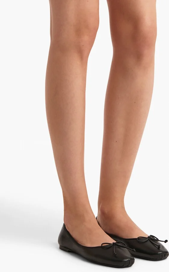 Charlotte Ballerina Flat in Black Leather - Image 5