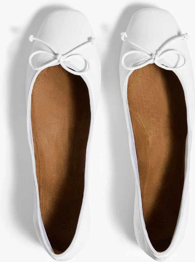 Charlotte Ballerina Flat in Optic White Leather - Image 3