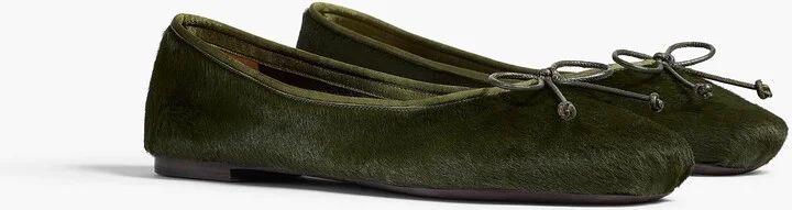 Charlotte Ballerina Flat in Racing Green Haircalf - Image 2