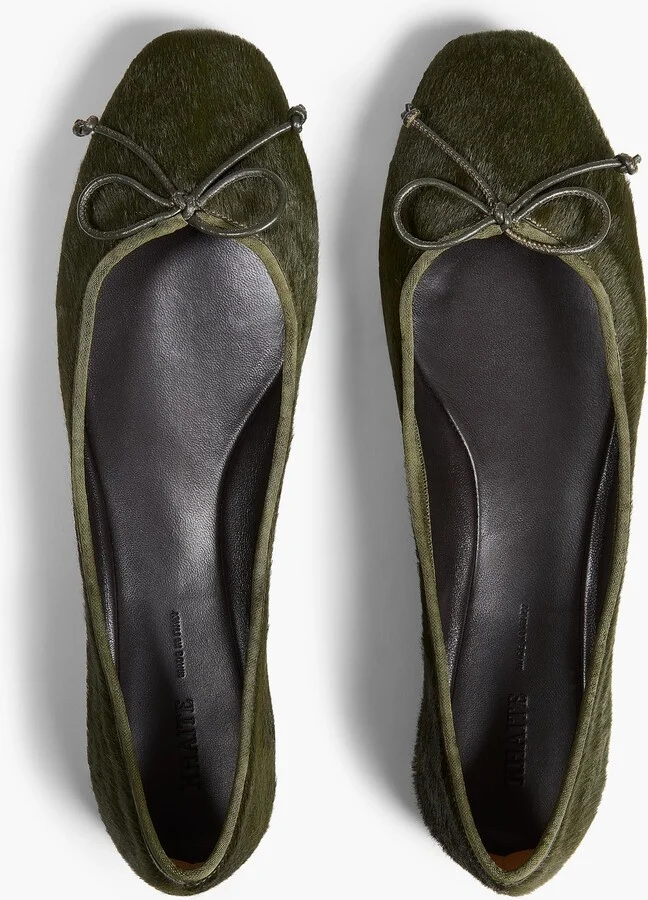 Charlotte Ballerina Flat in Racing Green Haircalf - Image 3