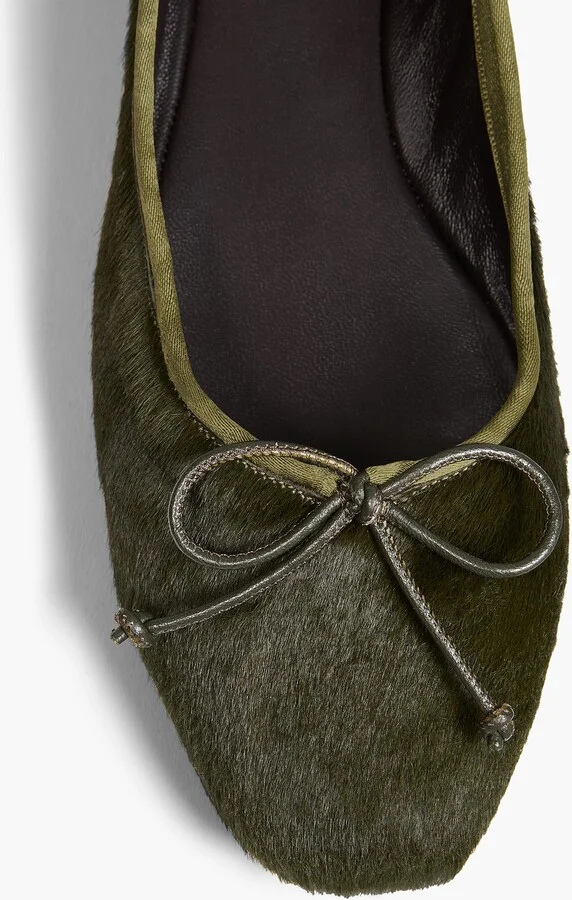 Charlotte Ballerina Flat in Racing Green Haircalf - Image 4