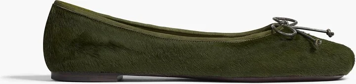 Charlotte Ballerina Flat in Racing Green Haircalf