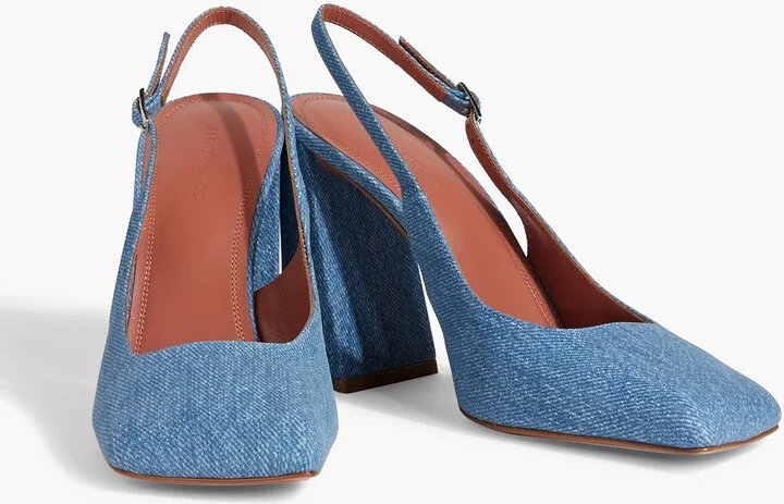 Charlotte denim-effect suede slingback pumps - Image 2