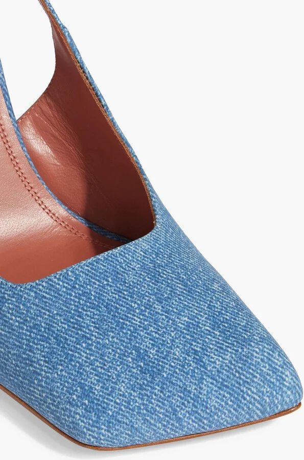 Charlotte denim-effect suede slingback pumps - Image 4