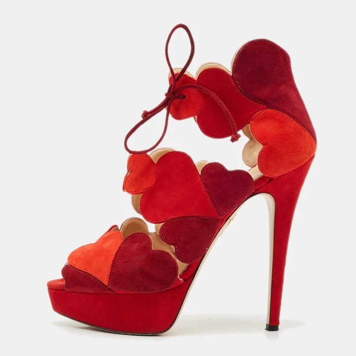 Charlotte Olympia Multicolor Suede Head Over Platform Sandals Size 39