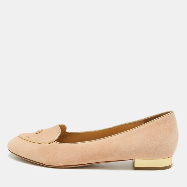 Charlotte Olympia Pink Suede Cancer Smoking Slippers Size 39