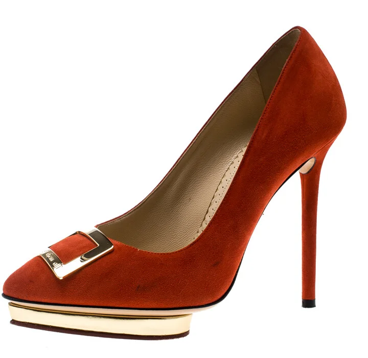 Charlotte Olympia Red Suede Fairest Of Them All Platform Pumps Size 36.5