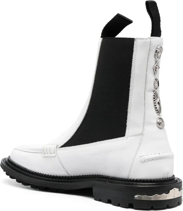 Charm-Detail Ankle Leather Boots - Image 3