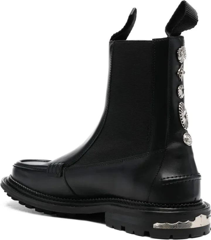 Charm-Detail Ankle Leather Boots - Image 3