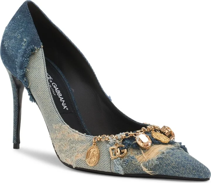 Charm Embellished Pointed Toe Pump