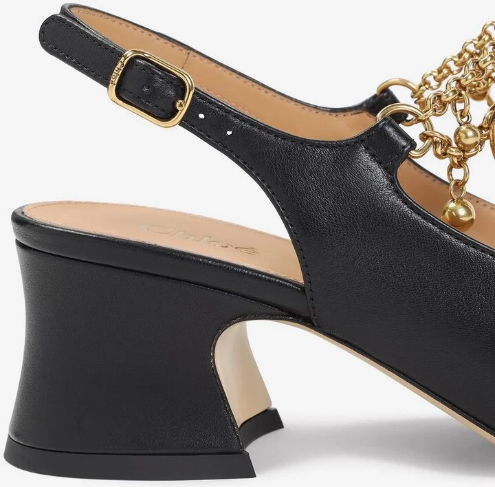 Charms 55 Chain-Embellished Leather Pumps - Image 2