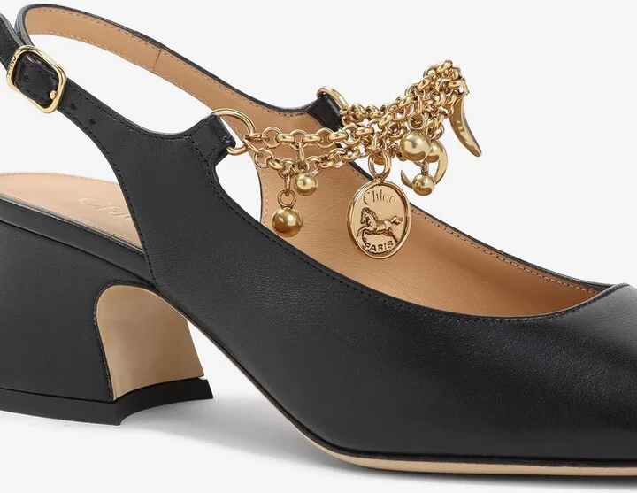 Charms 55 Chain-Embellished Leather Pumps - Image 3