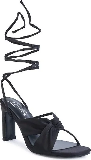 Chasm Satin Ruched Strap Tie Up Sandals Women - Image 2