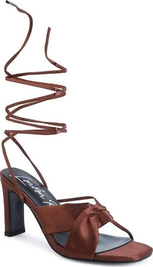 Chasm Satin Ruched Strap Tie Up Sandals Women - Image 3