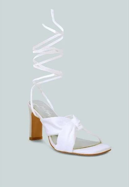 Chasm Satin Ruched Strap Tie Up Sandals Women - Image 4