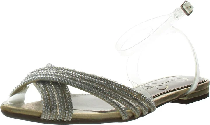 Chavi Womens Embellished Manmade Ankle Strap