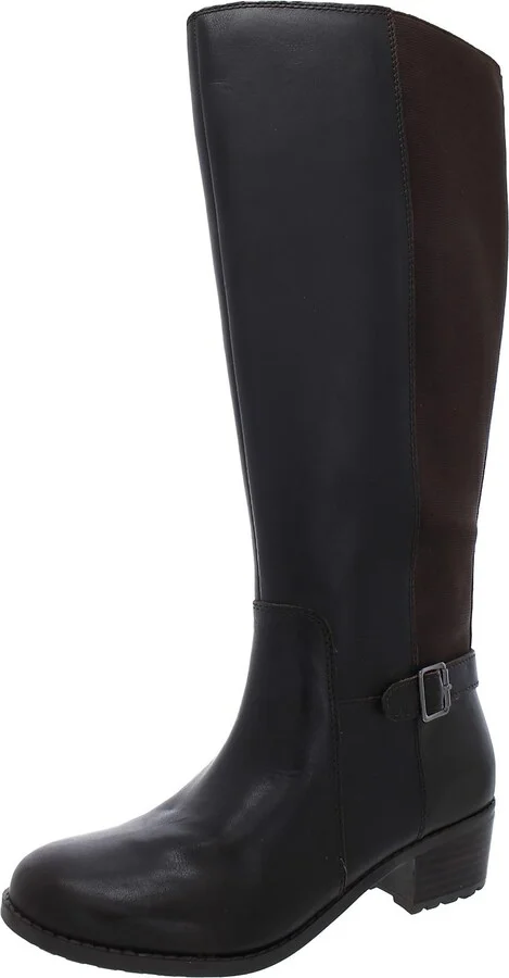 Chaza Womens Wide Calf Leather Knee-High Boots