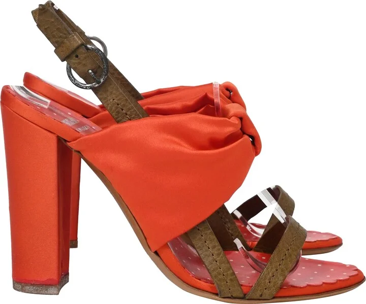 Cheap and Chic Bow Detail Sandals in Orange Satin
