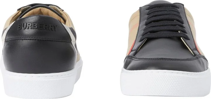 Check and Leather Sneakers - Image 4