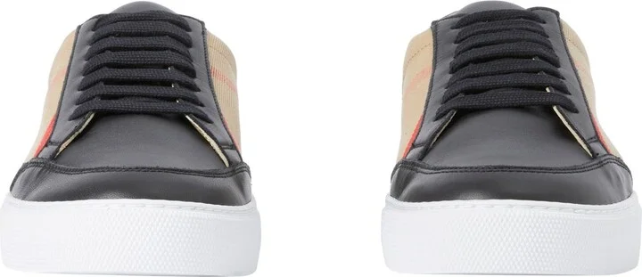 Check and Leather Sneakers - Image 5