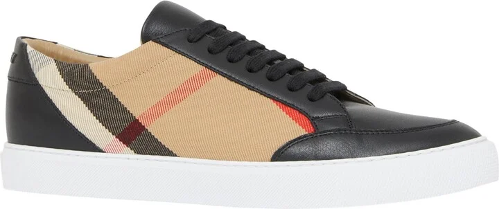 Check and Leather Sneakers - Image 7