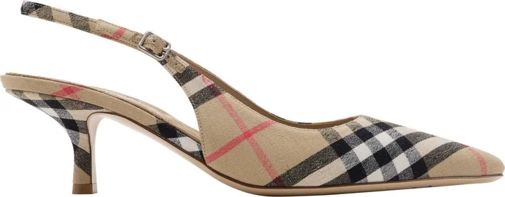 Check Dame Pointed Toe Slingback Pump