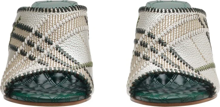 Check Leather Cabana Mules - Image 3