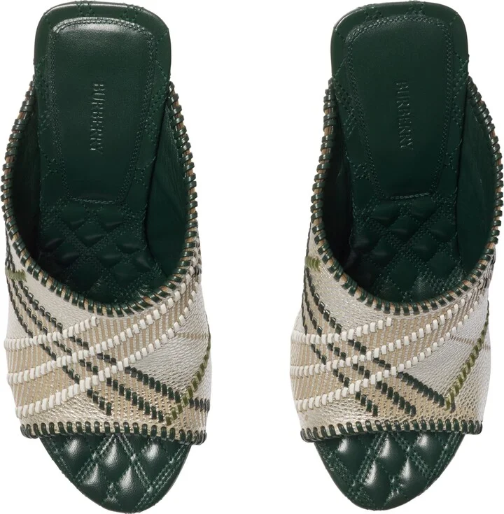 Check Leather Cabana Mules - Image 5