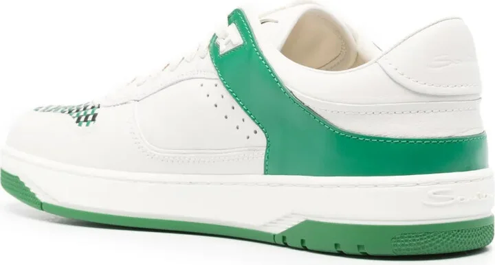 Check Pattern-Detail Leather Sneakers - Image 3