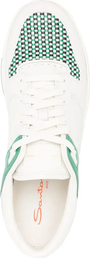 Check Pattern-Detail Leather Sneakers - Image 4