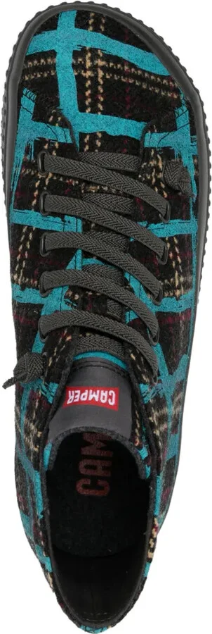 Check-Pattern High-Top Sneakers - Image 4