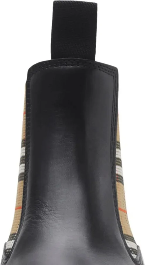Check Pattern Leather Boots - Image 2