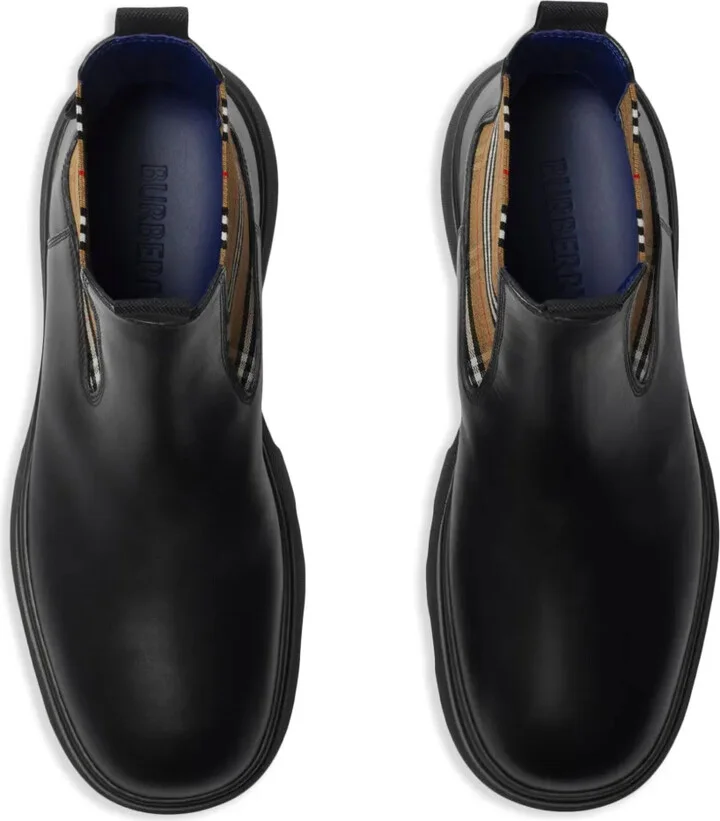Check Pattern Leather Boots - Image 4
